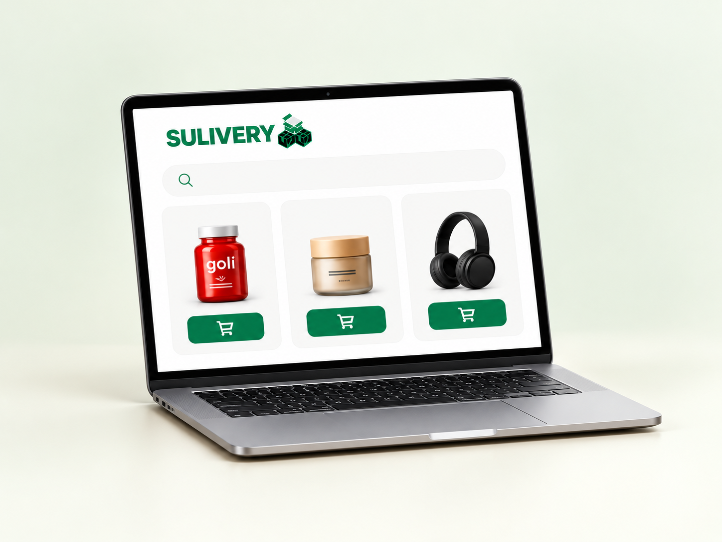 Illustratie van een laptop met een webshop.
